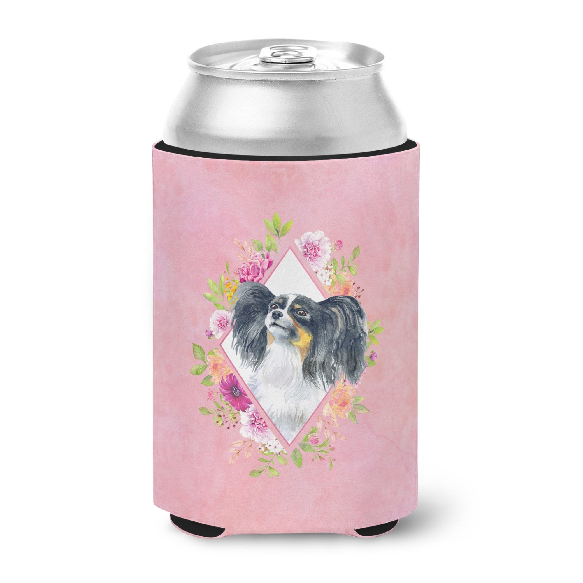 Papillon Pink Flowers Can Or Bottle Hugger